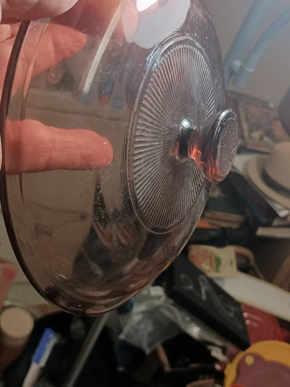 Vintage Pyrex V-1.5-C Cranberry Replacement Lid Round Glass 7.25